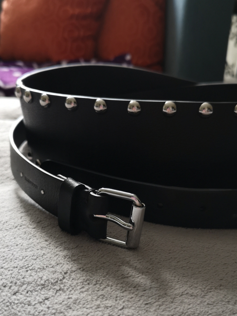 Allsaints Women's Double-wrap Black Leather Belt with Silver Metal Accents - Picture 2 of 6